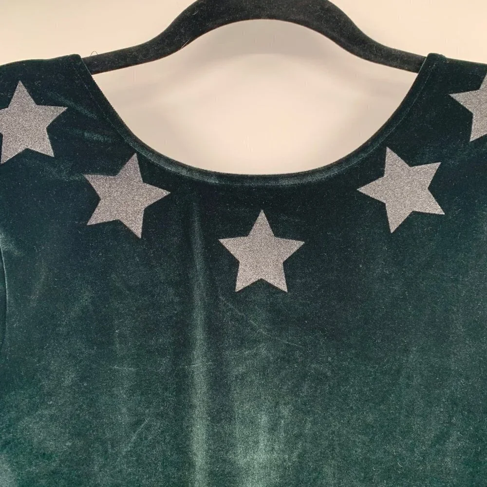 VICTORIA'S SECRET Victoria Sport Green Velvet Bodysuit Star Velour Women L Large